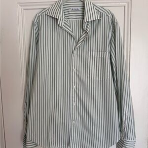 Loro Piana green striped button down